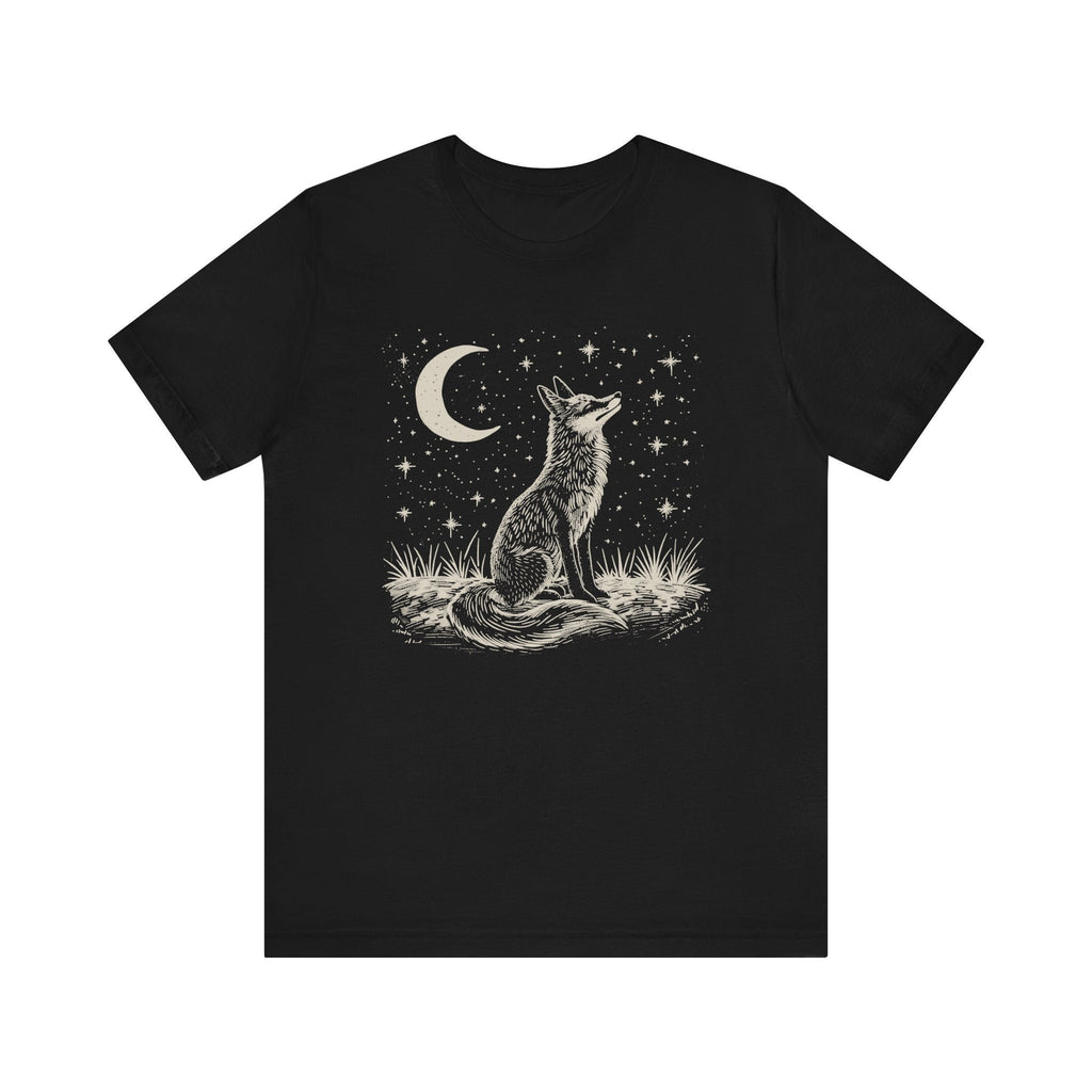 Vintage Linocut Fox Moon T-Shirt