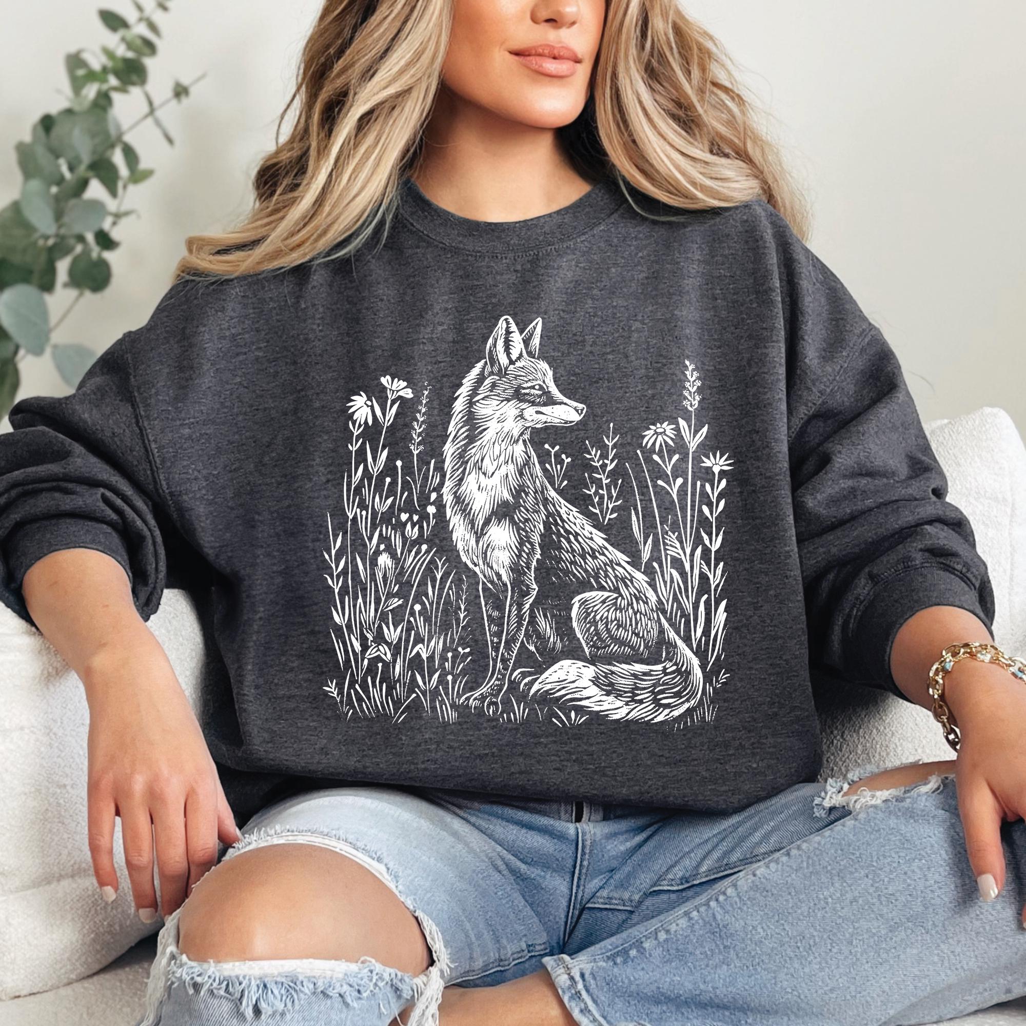 Vintage Woodcut Fox Sweatshirt