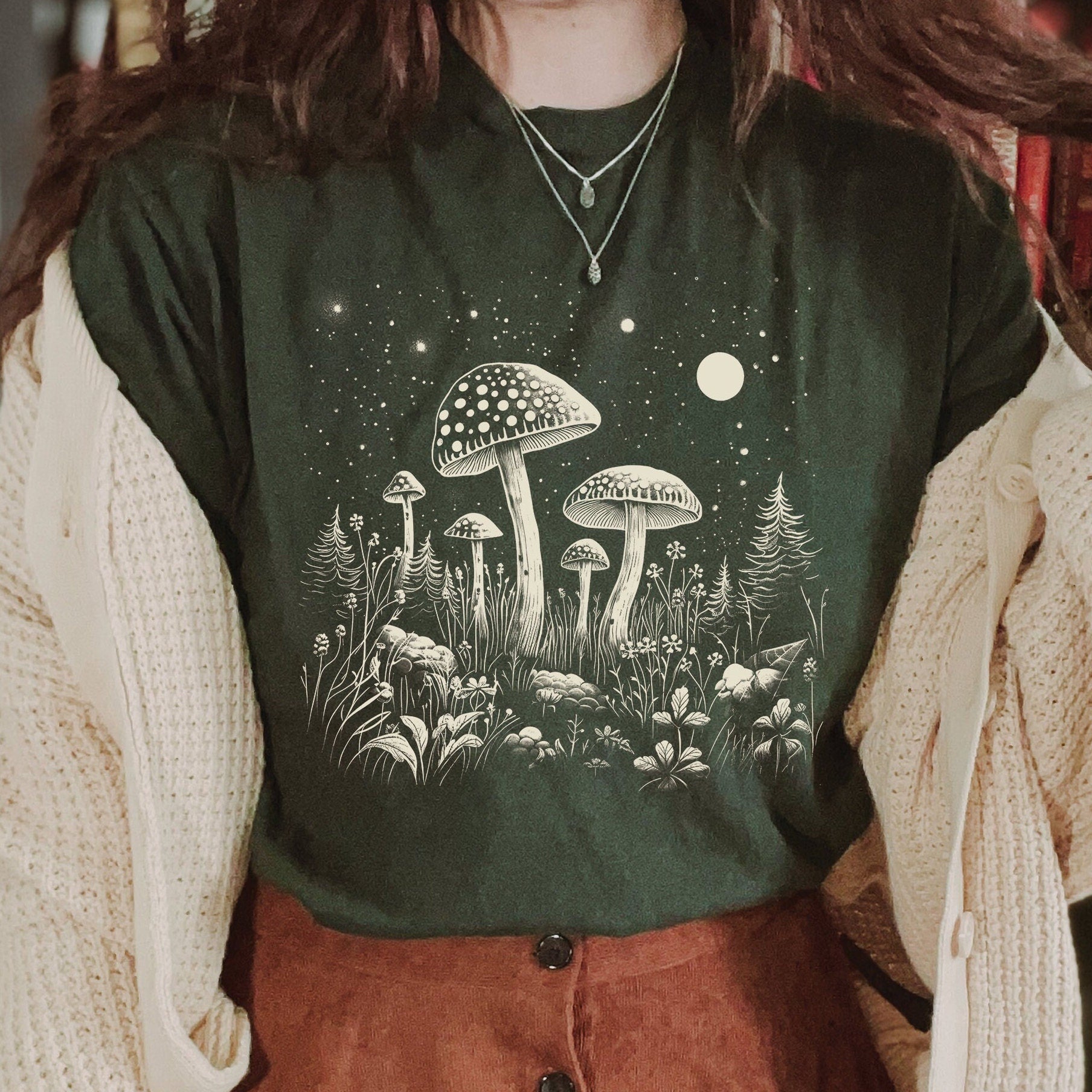 Mushroom Celestial Goblincore T-Shirt