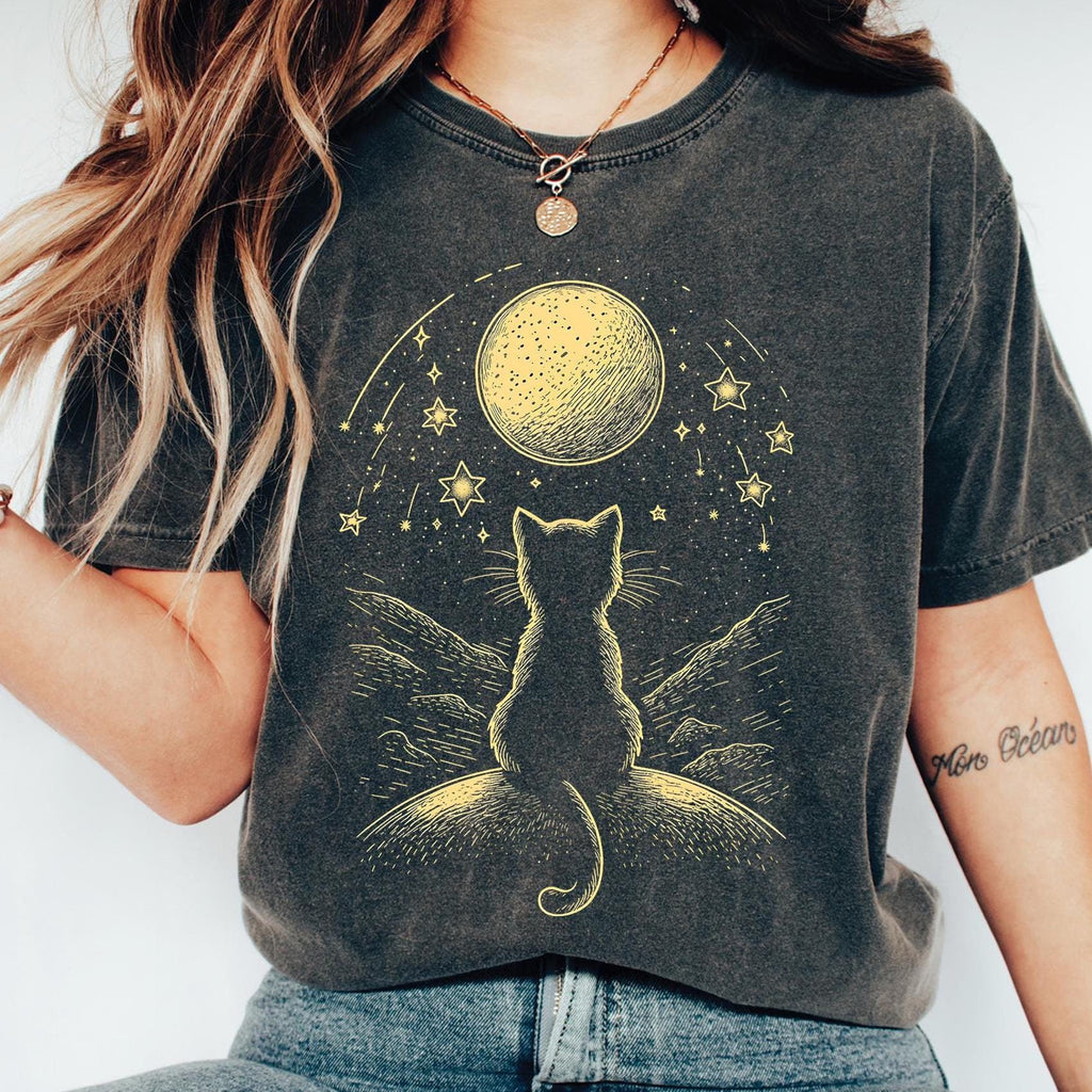 Celestial Cat Moon & Stars Shirt