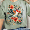 Hummingbird & Flowers Folk Art Comfort Colors Shirt