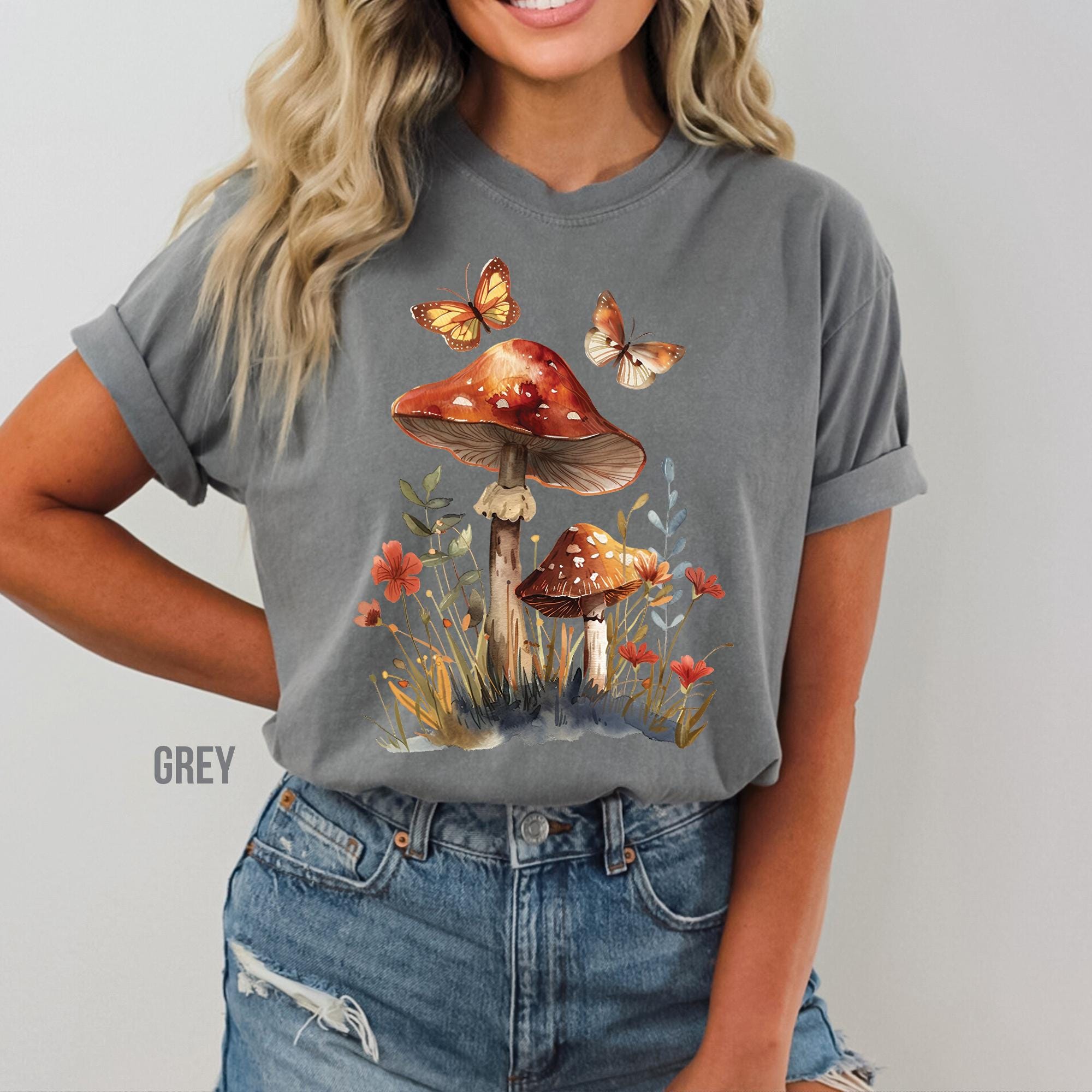 Butterflies Mushroom T-Shirt