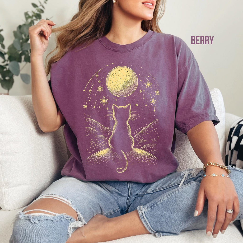 Celestial Cat Moon & Stars Shirt