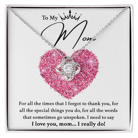 To My Mom Mothers Day Loveknot Necklace Gift