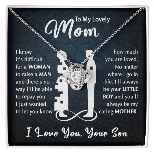 To My Mom - Your Little Boy Mothers Day Loveknot Necklace Gift