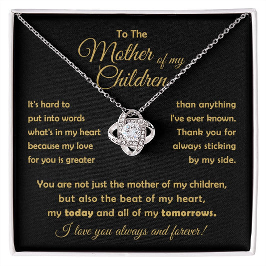 Mother of my Children Mothers Day Loveknot Necklace Gift