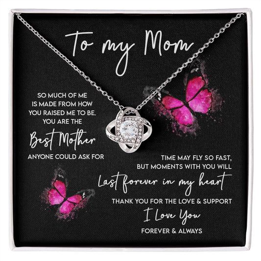 To My Mom - Last Forever in My Heart Mothers Day Loveknot Necklace Gift